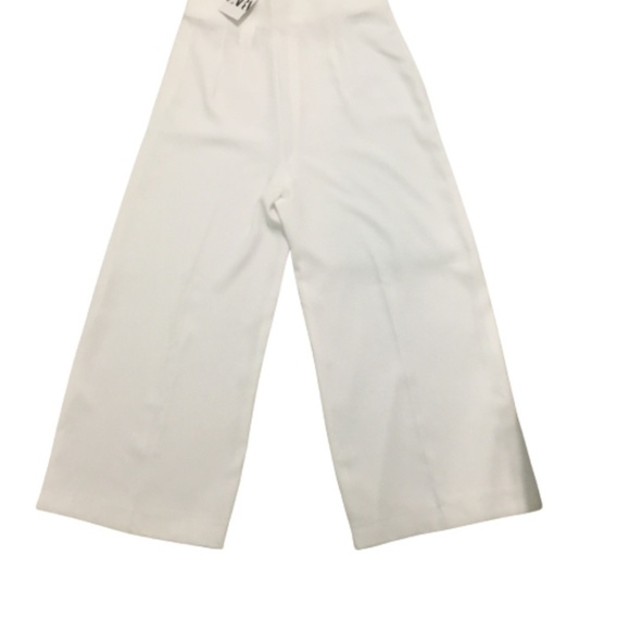 Zara size large, white straight leg dress pants with pleat, side zipper, new - Picture 2 of 7